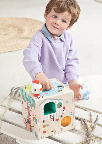 LILLIPUTIENS -Wooden activity cube - Farm 12 m+