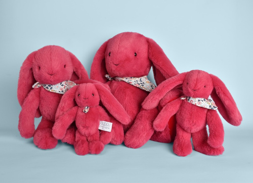 DOUDOU – Lapin Fleurette plush rabbit by Doudou et Compagnie, 25 cm, fuchsia