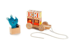 LILLIPUTIENS - Wooden food truck with 4 puzzle pieces Rhino Marius 12 m +