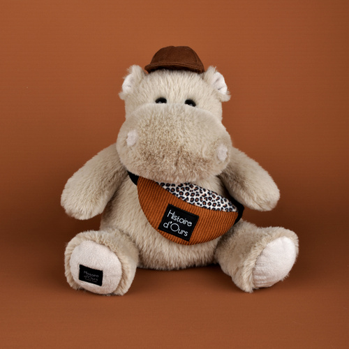 DOUDOU – HELLO BROOK plush hippo Histoire d'Ours, 20 cm, beige