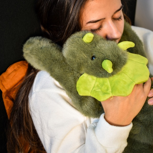 DOUDOU – Podcoll weighted plush dinosaur by Histoire d'Ours, 50 cm, dark green