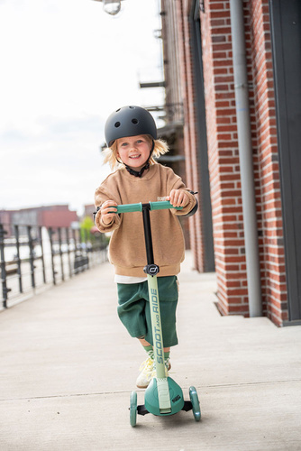 SCOOTANDRIDE - Highwaykick 3S - scooter with 2-in-1 control system and LED wheels, foldable 3+, forest