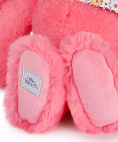 DOUDOU – Lapin Fleurette plush rabbit by Doudou et Compagnie, 25 cm, coral