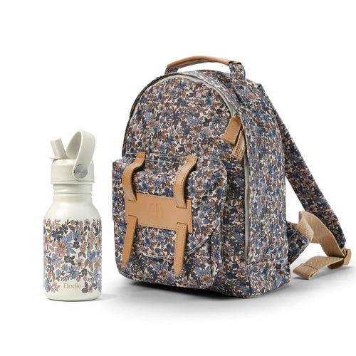 Elodie Details - BackPack MIDI Backpack  + Water Bottle - Blue Garden - SET