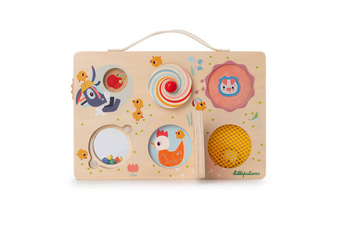 LILLIPUTIENS Wooden manipulation board with Farma suitcase 12 m+