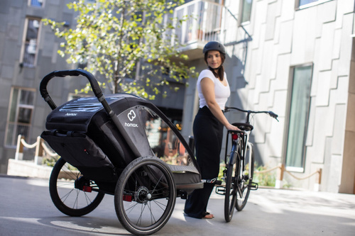 Hamax - Bike trailer for kids COCOON + Jogger wheel , double - Grey/black