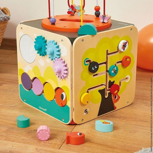 Janod - Multifunctional educational cube with a large loop
