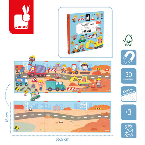 Janod - Magnetic puzzle Construction site Magneti'stories 3+