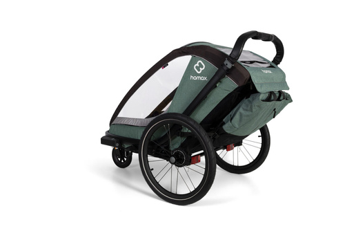 Hamax - Bike trailer for kids COCOON + Jogger wheel , double - Green/black