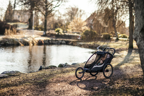 Hamax - Bike trailer for kids COCOON ONE + Jogger wheel- Grey/black