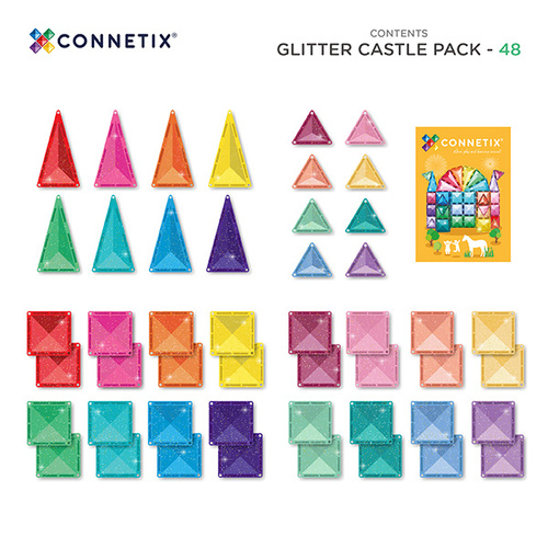 Connetix - Glitter Castle Pack - 48 pieces