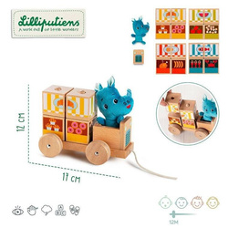 LILLIPUTIENS - Wooden food truck with 4 puzzle pieces Rhino Marius 12 m +