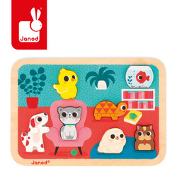 Janod - Puzzle drewniane 3D Zwierzęta domowe 7 el.,18 m+