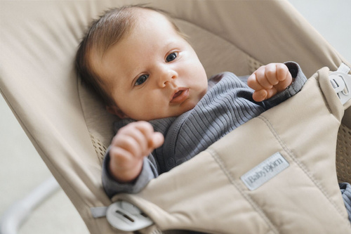 BABYBJÖRN - Bouncer BLISS Woven/Jersey Tri Fabric, Light Beige