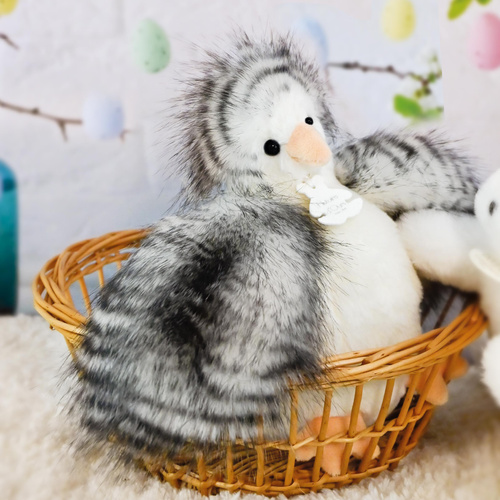 DOUDOU – Poulette plush chicken, Histoire d'Ours, 20 cm, white and grey