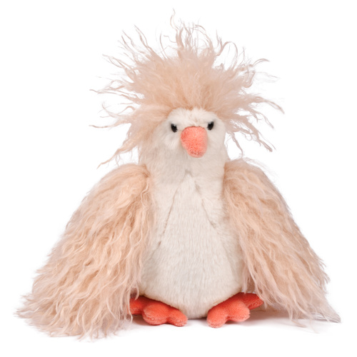 DOUDOU – Poulette Frisottis plush chicken, Histoire d'Ours, 20 cm, kręcone piórka