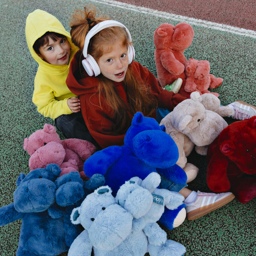 DOUDOU – plush hippo Histoire d'Ours, 40 cm, light blue