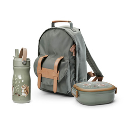 Elodie Details - backpack MIDI, Hazy Jade + lunchbox large + thermal bottle, Chipmunk Darling - SET