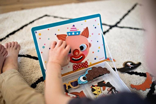 Janod - Magnetic puzzle Funny faces Boy Magnetibook collection 2018