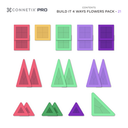 CONNETIX – Magnetic Tiles PRO Build It 4 Ways Flowers Pack - 21 pieces
