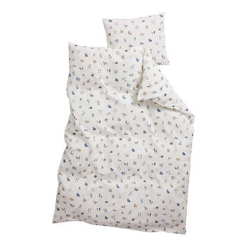 LEANDER - Forest children's bedding, Organic Cotton, 100x140 cm, Dusty blue