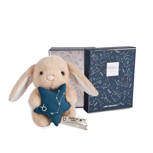 DOUDOU – DOUDOU ASTRO plush rabbit with zodiac sign, Doudou et Compagnie, 12 cm, Taurus