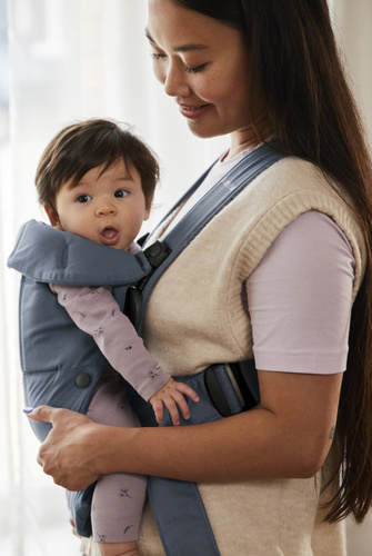 BABYBJÖRN - Baby Carrier MINI Woven, BABYBJORN MINI Woven – nosidełko, Vintage Indigo