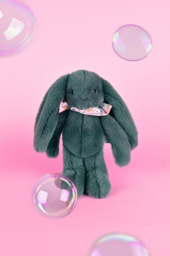 DOUDOU – Lapin Fleurette plush rabbit by Doudou et Compagnie, 25 cm, eucalyptus green