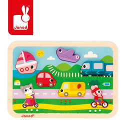 Janod - Puzzle drewniane 3D Pojazdy 7 el.,18 m+