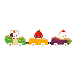 Janod - Magnetic wooden vehicles with farm animals Farm 18 m+