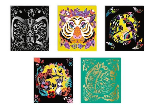 Janod - Creative set for scratching Animals of the world 5+