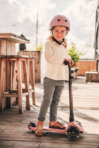 SCOOTANDRIDE - Highwaykick 3 LED - Folding scooter with light-up wheels 3+ Rose