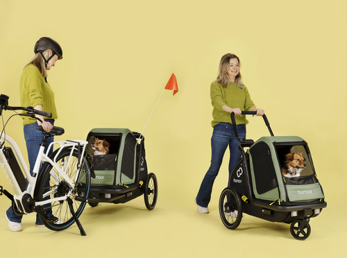 Bicycle trailer for a dog - Hamax Pluto M 35 kg - Green / Black