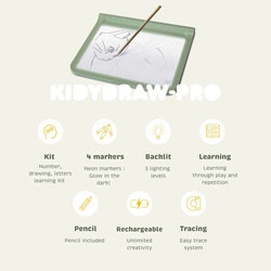 Kidywolf – illuminated writing and drawing learning tablet KIDYDRAW-PRO, green