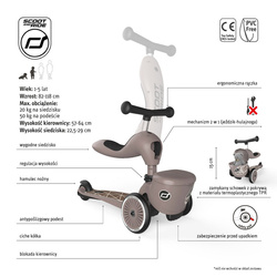 SCOOTANDRIDE - Highwaykick 1 Lifestyle 2in1 Ride-on and scooter with lockable storage 1-5 years Brown Lines