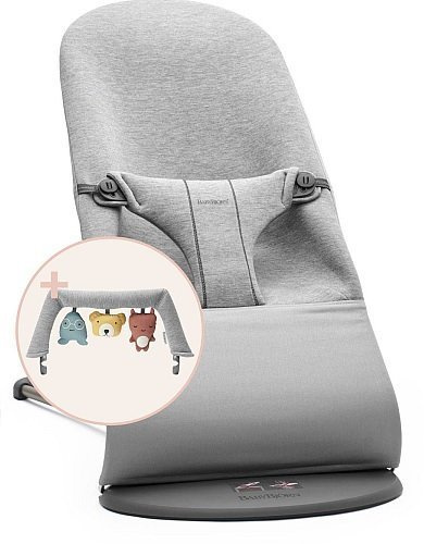 BABYBJÖRN - Bouncer Bliss - Light grey, 3D Jersey + Toy