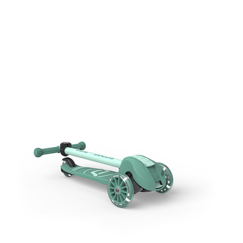 SCOOTANDRIDE - Highwaykick 3S - scooter with 2-in-1 control system and LED wheels, foldable 3+, forest