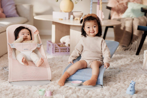 BABYBJORN - Bouncer Balance Soft Light grey frame, Mesh, Pearly pink/White