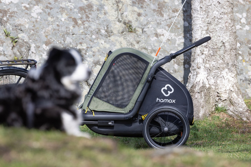 Bicycle trailer for a dog - Hamax Pluto M 35 kg - Green / Black