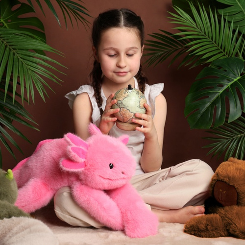 DOUDOU – Histoire d'Ours weighted plush axolotl, 50 cm, neon pink