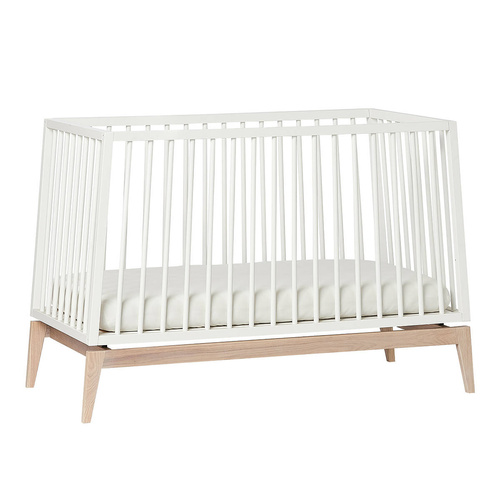 LEANDER - LUNA™ baby cot 0-3 yrs, White/Oak + Conversion kit