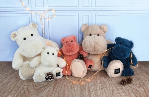 DOUDOU – HIP'COOL plush hippo by Histoire d'Ours, 40 cm, beige