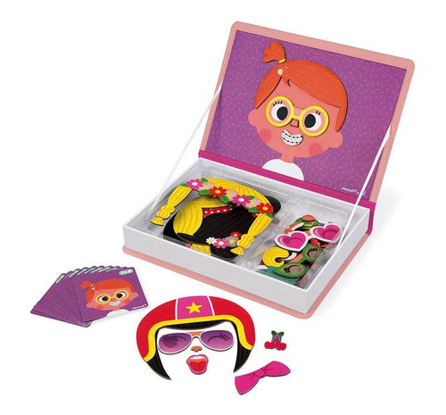 Janod - Magnetic puzzle Funny faces Girl Magnetibook collection 2018