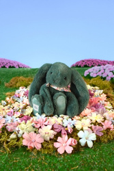 DOUDOU – Lapin Fleurette plush rabbit by Doudou et Compagnie, 25 cm, eucalyptus green