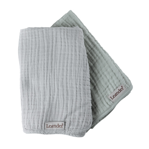 LEANDER - topper for changing mat MATTY™, 2-pack, grey/sage green