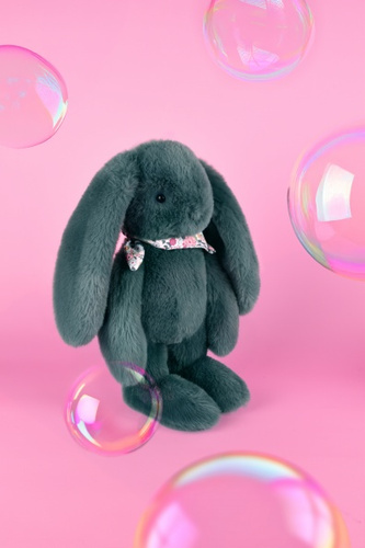 DOUDOU – Lapin Fleurette plush rabbit by Doudou et Compagnie, 35 cm, eucalyptus green