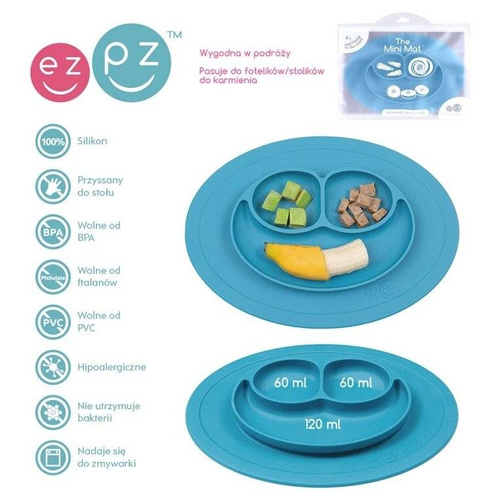 EZPZ - Silicone plate with washer small 2in1 Mini Mat blue