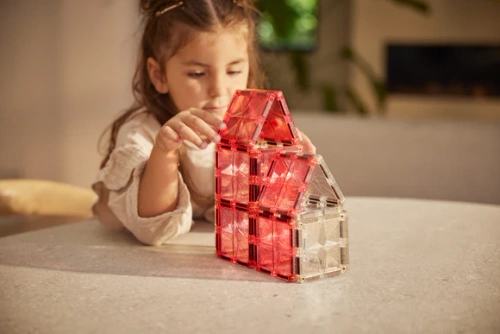 Cleverclixx - Glitter Tiles Pack Transparent / Pink - 16 pieces