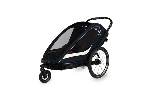 Hamax - Bike trailer for kids BREEZE + Jogger wheel, double- Navy/cream