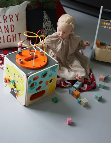 Janod - Multifunctional educational cube with a large loop